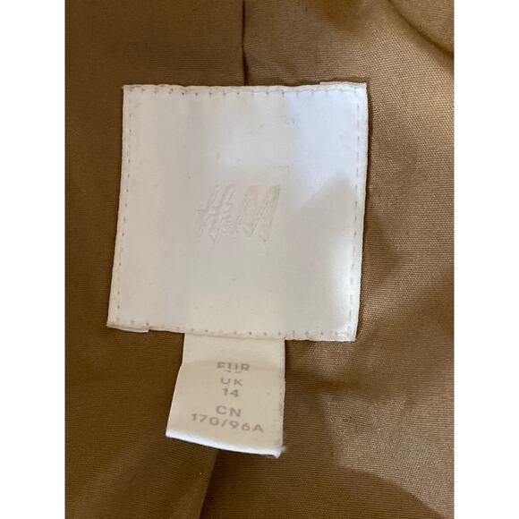 H&M Women's Brown Tan Double Breasted Belted Long Sleeve Trench Coat Jacket Sz M - Picture 4 of 6